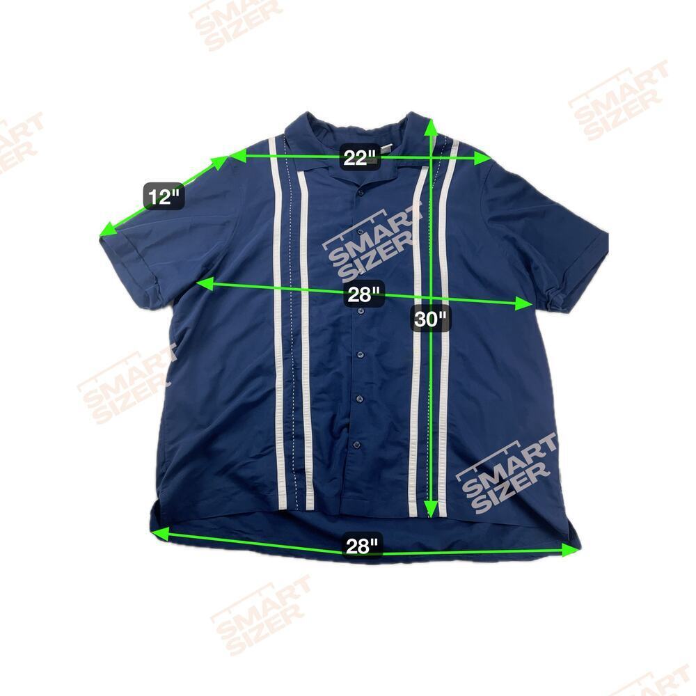 Cubavera Contrast Panel Camp Collar Shirt Navy Blue White Short Sleeve Size 2X - Picture 8 of 13